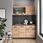 Vicco - cuisine r - line, ch�ne dor� / anthracite, 140 cm sans plan de travail