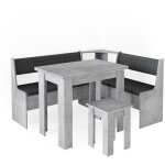 Vicco - groupe de banquettes d'angle roman, bton, 150 x 41. 5 cm avec table
