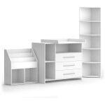 Vicco - ensemble de meubles pour b�b�s oskar, blanc, 3 pi�ces, avec commode � langer, �tag�re � jouets ...