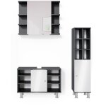 Vicco - ensemble de meubles de salle de bain fynn, anthracite, 3 pi�ces, avec armoire haute