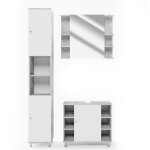 Vicco - ensemble de meubles de salle de bain fynn, b�ton, 3 pi�ces, avec armoire haute