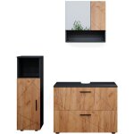 Vicco - ensemble de meubles de salle de bain irma, ch�ne dor� / anthracite, 3 pi�ces, avec armoire centrale ...