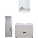 Vicco - ensemble de meubles de salle de bain irma, blanc haute brillance, 3 pi�ces, avec armoire centrale ...