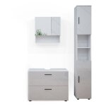 Vicco - ensemble de meubles de salle de bain irma, blanc haute brillance, 3 pi�ces, avec armoire � tiroirs ...