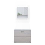 Vicco - ensemble de meubles de salle de bain irma, blanc haute brillance, 2 parties