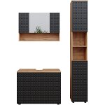 Vicco - ensemble de meubles de salle de bain irma, anthracite � pois, 3 pi�ces, avec armoire de toilette ...