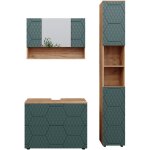 Vicco - ensemble de meubles de salle de bain irma, vert, 3 pi�ces, avec armoire de toilette 80 cm