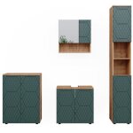 Vicco - ensemble de meubles de salle de bain irma, vert, 4 pi�ces, avec armoire haute et commode