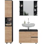 Vicco - ensemble de meubles de salle de bain j - shape, gris, 3 parties