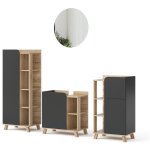 Vicco - ensemble de meubles de salle de bain karen, anthracite, 4 pi�ces