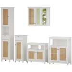 Vicco - ensemble de meubles de salle de bain rosario, blanc, 5 pi�ces, avec armoire haute