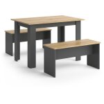 Vicco - ensemble de table � manger sentio, anthracite, 110 x 70 cm avec 2 bancs
