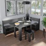 Vicco - groupe de banquettes d'angle roman, noir, 120 x 41. 5 cm avec table