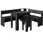 Vicco - groupe de banquettes d'angle roman, noir, 150 x 41. 5 cm avec table