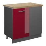 Vicco - meuble d'angle r - line, rouge bordeaux haute brillance, 86 cm, pt ch�ne