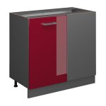 Meuble d'angle r - line, rouge bordeaux haute brillance, 86 cm sans plan de travail vicco