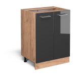 Meuble bas de cuisine r - line, anthracite haute brillance, 60 cm sans plan de travail vicco