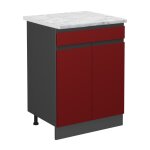 Vicco - meuble bas de cuisine r - line, rouge, 80 cm ap marbre