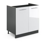 Meuble bas sous - vier fame - line, blanc haute brillance, 80 cm sans plan de travail vicco