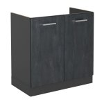 Meuble bas sous - �vier r - line, b�ton noir, 80 cm sans plan de travail vicco