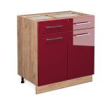 Meuble cuisine fame - line, rouge bordeaux haute brillance, 80 cm sans plan de travail vicco