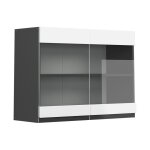 Vicco - meuble de cuisine haut vitr� r - line, blanc, 80 cm j - shape