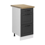 Vicco - meuble cuisine r - line, anthracite campagne, 40 cm avec tiroirs, pt ch�ne