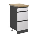 Vicco - meuble cuisine r - line, blanc, 40 cm avec tiroirs, pt ch�ne