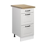 Vicco - meuble cuisine r - line, blanc campagne, 40 cm avec tiroirs, pt ch�ne