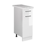 Meuble cuisine r - line, blanc haute brillance, 30 cm, pt marbre vicco