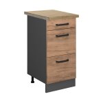 Vicco - meuble cuisine r - line, ch�ne de force dor�, 40 cm avec tiroirs, pt ch�ne