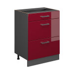Meuble cuisine r - line, rouge bordeaux haute brillance, 60 cm avec tiroirs, sans plan de travail vicco ...