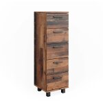 Vicco - meuble de rangement de salle de bain ilias, chne rustique, 30 x 95 cm avec 5 tiroirs