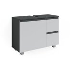 Meuble sous vasque simple j - shape, anthracite / blanc, 80 x 60. 8 cm vicco