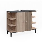 Vicco - meuble sous vasque simple aquis, sonoma, 79. 6 x 64 cm avec 2 portes