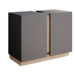 Vicco - meuble sous vasque simple gloria, anthracite, 70. 4 x 55. 5 cm avec 2 portes