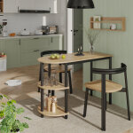 Vicco - table de cuisine freetown, ch�ne dor� / noir, 110x50cm avec �tag�res ouvertes