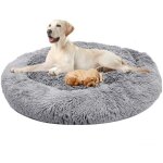 Vicmhuang - lit moelleux rond pour chat et chien extra large lavable avec coussin corbeille et panier ...