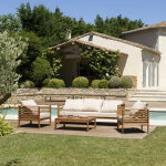 Vick - salon de jardin en bois acacia 5 pers. - 1 canapé 3 places, 2 fauteuils et 1 table basse rectangulaire ... Vick - salon de jardin en bois acacia 5 pers. - 1 canapé 3 places, 2 fauteuils et 1 table basse rectangulaire ...