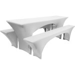 Victoria housse stretch �lastique pour table de brasserie blanc, 220x70x70 cm - beautissu