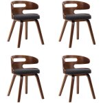Vidaxl ? lot de 4 chaises � manger gris fonc� ? cadre en bois courb� ? rembourrage tissu doux ? hauteur ...