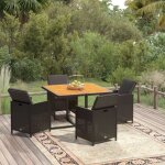 Vidaxl - mobilier � d�ner de jardin et coussins 5pcs r�sine tress�e noir