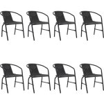 Vidaxl ? lot de 8 chaises empilables en rotin plastique et acier ? capacit� 110 kg ? dimensions 62x55x74 ...