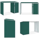 Abri  bois de jardin vert 245x98x159 cm acier galvanis - abri de jardin - abri extrieur - rangement ...