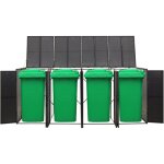 Vidaxl - abri pour poubelle quadruple noir 274x80x117 cm résine tressée Vidaxl - abri pour poubelle quadruple noir 274x80x117 cm résine tressée