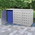 Vidaxl - abri de poubelle triple sur roulettes 240 l acier inoxydable