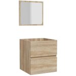 Armoire de salle de bain avec miroir en bois blanc �quip� d'un tiroir de couleurs couleur : marron