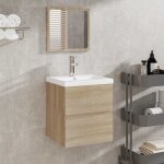 Armoire de salle de bain avec miroir en bois blanc �quip� d'un tiroir de couleurs couleur : marron
