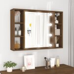 Vidaxl - armoire � miroir avec led ch�ne marron 76x15x55 cm