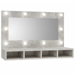 Armoire � miroir avec led gris b�ton 90x31, 5x62 cm